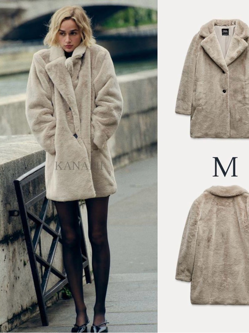 Zara Fall Faux Fur Coat Size Large